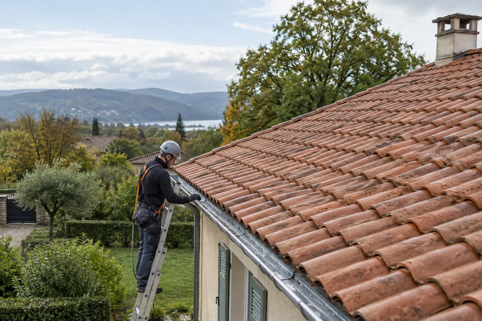 Contrôle d’une toiture et de sa gouttière après entretien